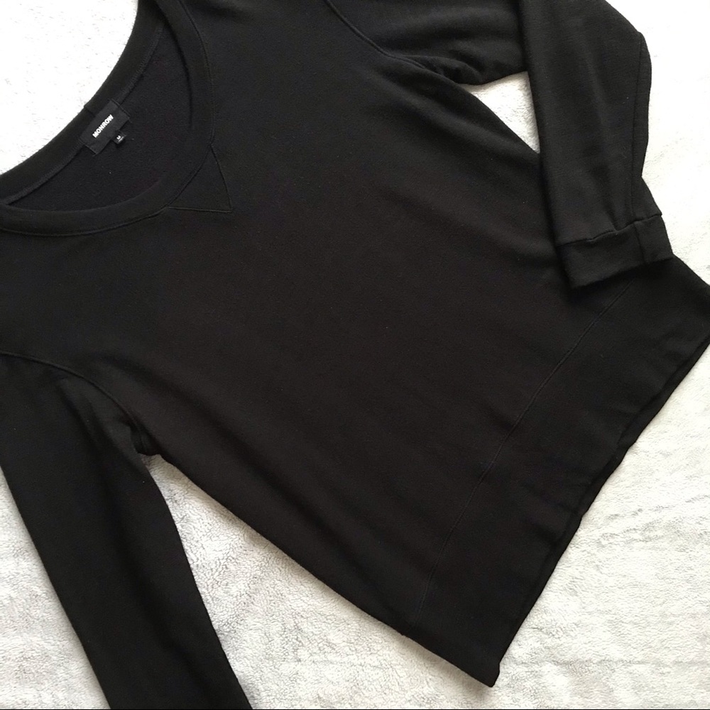 Monrow Supersoft Crew Neck Sweatshirt Black Medium